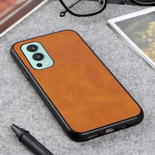 For OnePlus Nord 2 5G Two-color Cowhide Texture PU Shockproof Protective Case(Brown)