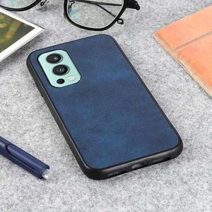 For OnePlus Nord 2 5G Two-color Cowhide Texture PU Shockproof Protective Case(Blue)