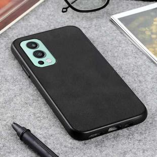 For OnePlus Nord 2 5G Two-color Cowhide Texture PU Shockproof Protective Case(Black)