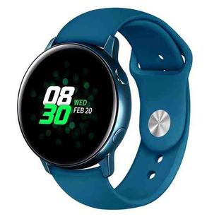 For Samsung Galaxy Watch Active2 Bluetooth Version 44mm Smart Watch Solid Color Silicone Watch Band, Size:L (Cyan)
