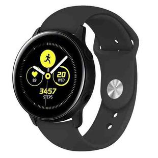 For Samsung Galaxy Watch Active2 Bluetooth Version 44mm Smart Watch Solid Color Silicone Watch Band, Size:L (Black)