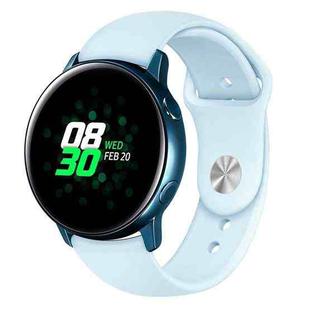 For Samsung Galaxy Watch Active2 Bluetooth Version 40mm Smart Watch Solid Color Silicone Watch Band, Size:S (Light Blue)