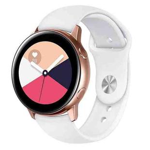 For Samsung Galaxy Watch Active2 Bluetooth Version 40mm Smart Watch Solid Color Silicone Watch Band, Size:S (White)