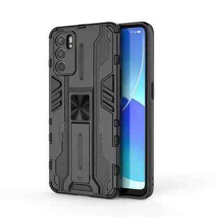 For OPPO Reno6 Pro 5G Supersonic PC + TPU Shock-proof Protective Case with Holder(Black)