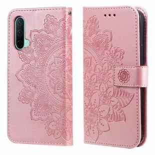 For OnePlus Nord CE 5G 7-petal Flowers Embossing Pattern Horizontal Flip PU Leather Case with Holder & Card Slots & Wallet & Photo Frame(Rose Gold)
