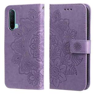 For OnePlus Nord CE 5G 7-petal Flowers Embossing Pattern Horizontal Flip PU Leather Case with Holder & Card Slots & Wallet & Photo Frame(Light Purple)