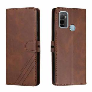 For OPPO A53 / A53s Stitching Style 2-Color Cow Texture Horizontal Flip PU Leather Case with Holder & Card Slot & Lanyard(Brown)