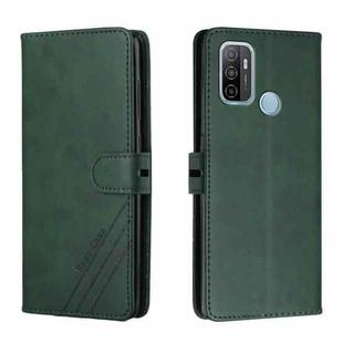 For OPPO A53 / A53s Stitching Style 2-Color Cow Texture Horizontal Flip PU Leather Case with Holder & Card Slot & Lanyard(Green)