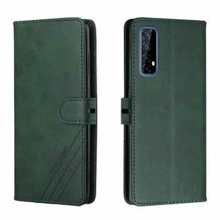 For Realme 7 Asia / Realme 7 Global Stitching Style 2-Color Cow Texture Horizontal Flip PU Leather Case with Holder & Card Slot & Lanyard(Green)