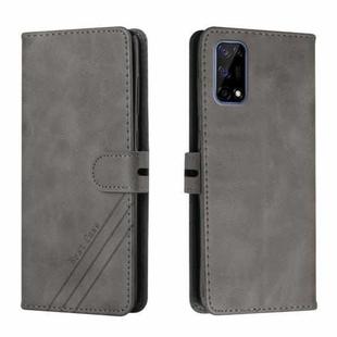 For Realme 7 5G Stitching Style 2-Color Cow Texture Horizontal Flip PU Leather Case with Holder & Card Slot & Lanyard(Gray)