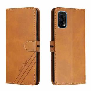 For Realme 7 Pro Stitching Style 2-Color Cow Texture Horizontal Flip PU Leather Case with Holder & Card Slot & Lanyard(Yellow)