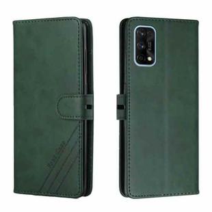 For Realme 7 Pro Stitching Style 2-Color Cow Texture Horizontal Flip PU Leather Case with Holder & Card Slot & Lanyard(Green)