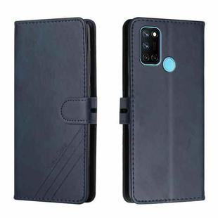 For Realme 7i Stitching Style 2-Color Cow Texture Horizontal Flip PU Leather Case with Holder & Card Slot & Lanyard(Blue)