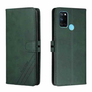 For Realme 7i Stitching Style 2-Color Cow Texture Horizontal Flip PU Leather Case with Holder & Card Slot & Lanyard(Green)