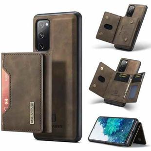 For Samsung Galaxy S20 FE DG.MING M2 Series 3-Fold Multi Card Bag Back Cover Shockproof Case with Wallet & Holder Function(Coffee)