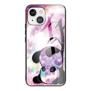 For iPhone 13 Tempered Glass + TPU Border Protective Case(Panda)