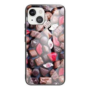 For iPhone 13 Colorful Painted Glass Shockproof Protective Case(Chocolate)