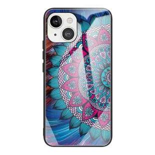 For iPhone 13 Colorful Painted Glass Shockproof Protective Case(Mandala)