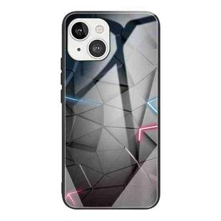For iPhone 13 mini Colorful Painted Glass Shockproof Protective Case (Technology Rhombus)