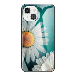 For iPhone 13 mini Colorful Painted Glass Shockproof Protective Case (Chamomile)