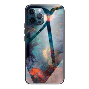 For iPhone 13 Pro Colorful Painted Glass Shockproof Protective Case (Clouds)