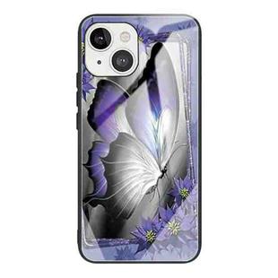 For iPhone 13 Pro Max Colorful Painted Glass Shockproof Protective Case (Butterfly)