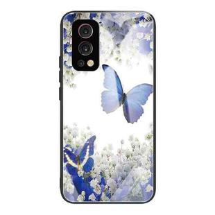 Colorful Painted Glass Shockproof Protective Case For OnePlus Nord 2 5G(Flowers and Butterflies)