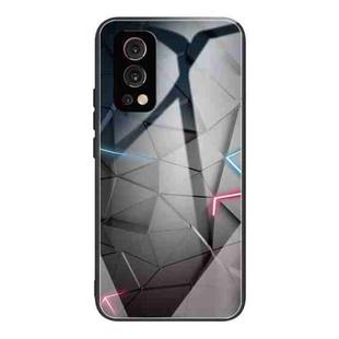 Colorful Painted Glass Shockproof Protective Case For OnePlus Nord 2 5G(Technology Rhombus)