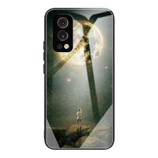 Colorful Painted Glass Shockproof Protective Case For OnePlus Nord 2 5G(Moon)
