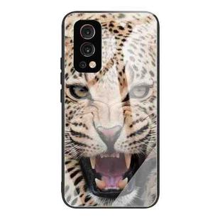 Colorful Painted Glass Shockproof Protective Case For OnePlus Nord 2 5G(Leopard)