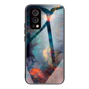 Colorful Painted Glass Shockproof Protective Case For OnePlus Nord 2 5G(Clouds)