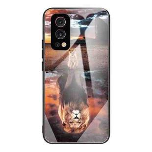 Colorful Painted Glass Shockproof Protective Case For OnePlus Nord 2 5G(Lion)