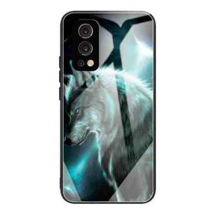 Colorful Painted Glass Shockproof Protective Case For OnePlus Nord 2 5G(Wolf)