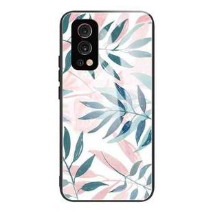 Colorful Painted Glass Shockproof Protective Case For OnePlus Nord 2 5G(Leaves)