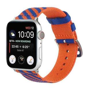 Nylon Single Loop Watch Band For Apple Watch Series 8&7 41mm / SE 2&6&SE&5&4 40mm / 3&2&1 38mm(Orange+Black)