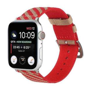 Nylon Single Loop Watch Band For Apple Watch Series 8&7 41mm / SE 2&6&SE&5&4 40mm / 3&2&1 38mm(Red+Khaki)