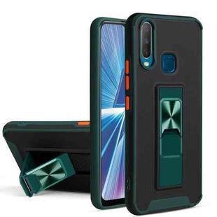 For vivo Y17 / Y12 / Y15 / Y11 Dual-color Skin Feel TPU + PC Magnetic Shockproof Case with Invisible Holder(Dark Green)