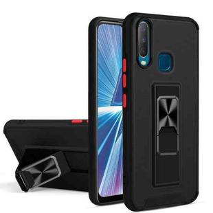 For vivo Y17 / Y12 / Y15 / Y11 Dual-color Skin Feel TPU + PC Magnetic Shockproof Case with Invisible Holder(Black)