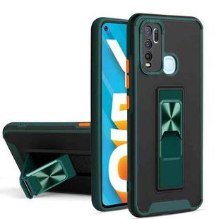 For vivo Y50 / Y30 Dual-color Skin Feel TPU + PC Magnetic Shockproof Case with Invisible Holder(Dark Green)