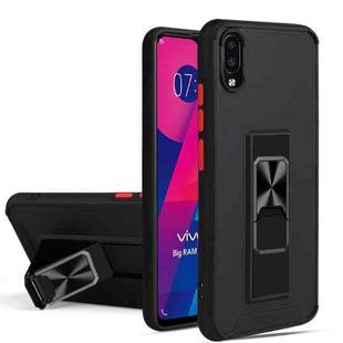 For vivo Y93 Dual-color Skin Feel TPU + PC Magnetic Shockproof Case with Invisible Holder(Black)