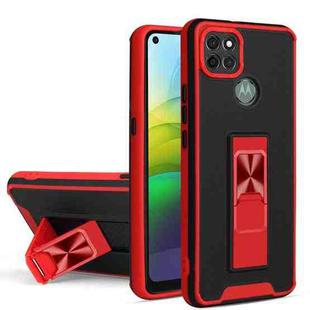 For Motorola Moto G9 Power Dual-color Skin Feel TPU + PC Magnetic Shockproof Case with Invisible Holder(Red)