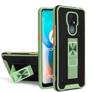 For Motorola Moto E7 Dual-color Skin Feel TPU + PC Magnetic Shockproof Case with Invisible Holder(Green)