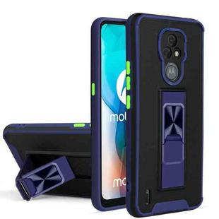 For Motorola Moto E7 Dual-color Skin Feel TPU + PC Magnetic Shockproof Case with Invisible Holder(Blue)
