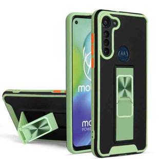 For Motorola Moto G8 Power Dual-color Skin Feel TPU + PC Magnetic Shockproof Case with Invisible Holder(Green)