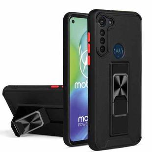 For Motorola Moto G8 Power Dual-color Skin Feel TPU + PC Magnetic Shockproof Case with Invisible Holder(Black)