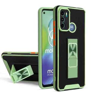 For Motorola Moto G60 Dual-color Skin Feel TPU + PC Magnetic Shockproof Case with Invisible Holder(Green)