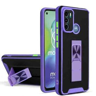 For Motorola Moto G60 Dual-color Skin Feel TPU + PC Magnetic Shockproof Case with Invisible Holder(Purple)