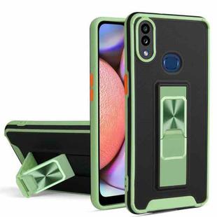 For Samsung Galaxy A10s / M01s Dual-color Skin Feel TPU + PC Magnetic Shockproof Case with Invisible Holder(Green)