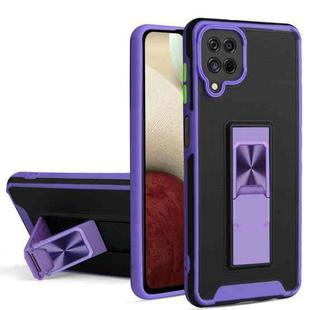 For Samsung Galaxy A12 / M12 / F12 Dual-color Skin Feel TPU + PC Magnetic Shockproof Case with Invisible Holder(Purple)