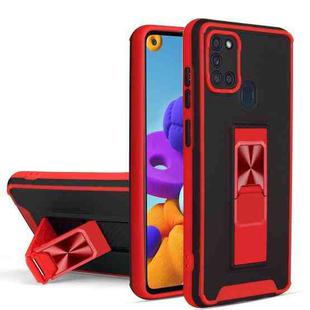 For Samsung Galaxy A21s Dual-color Skin Feel TPU + PC Magnetic Shockproof Case with Invisible Holder(Red)